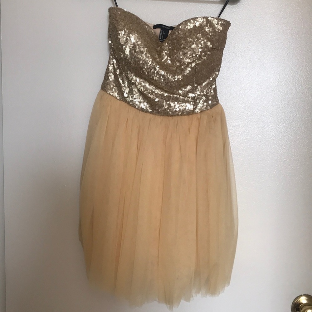 Gold sequined party dress
